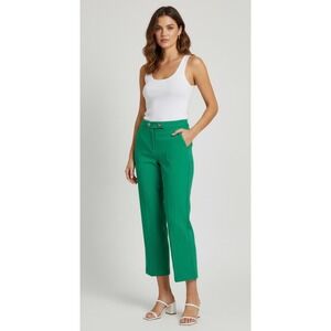 J&L ATELIER Emerald Green Button Detail Cropped Career Y2K Pants Size M